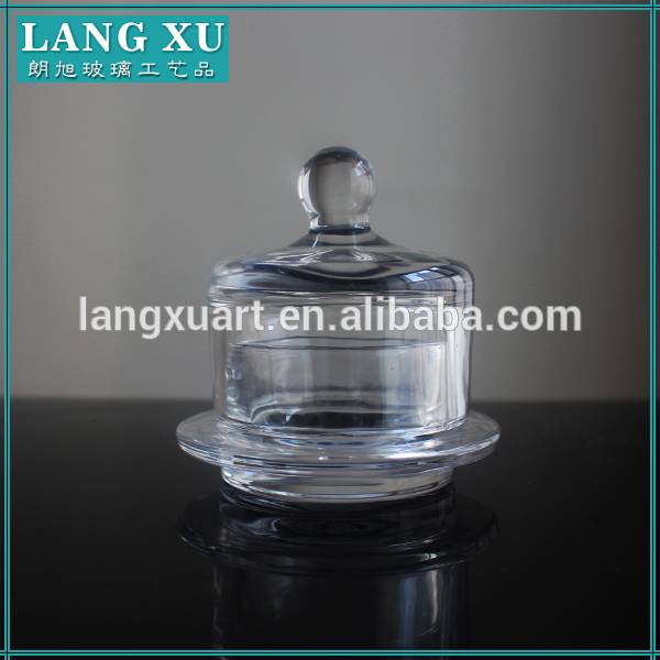 LXHY-T015 Transparent square small custom glass candle jars with lid