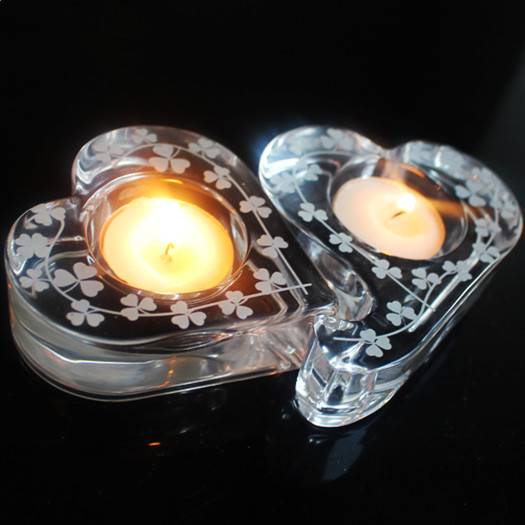 clear crystal glassware crystal heart shape tealight candle holder