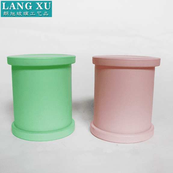 LX-GB375 promotional gifts customized spray color unique cylinder shaped candle container with lid