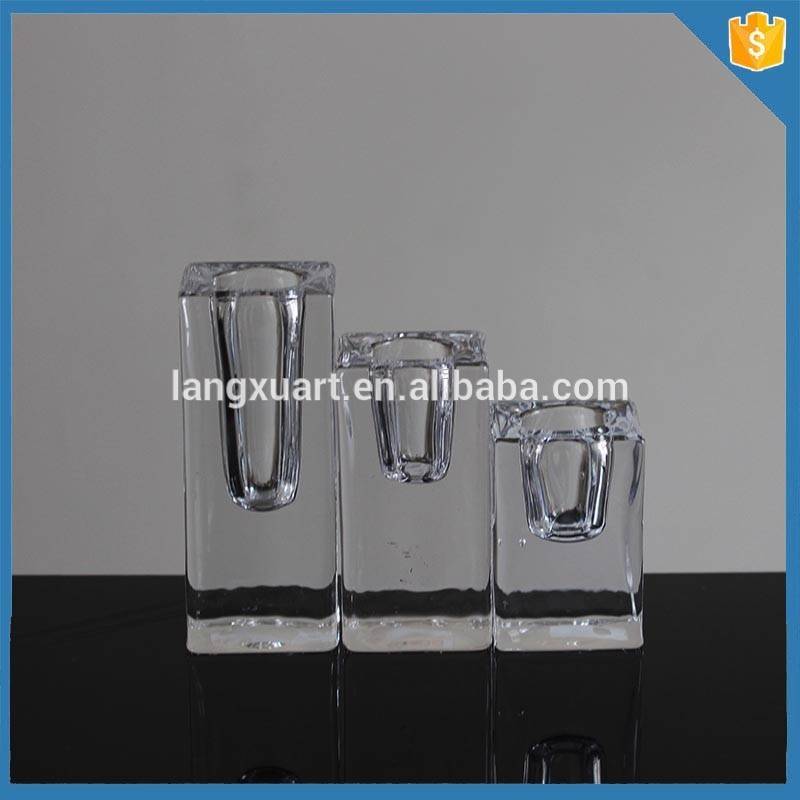 Set os 3 crystal tealight glass cube light candle holder