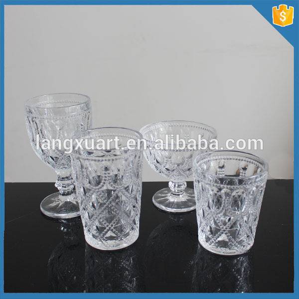 LXHY-G007 Diamond series glass globet,glass cup drinking glass tumbler set