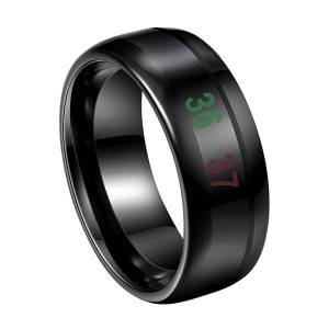Men’s 8mm Black Temperature Measurement Tungsten Carbide Ring Personality Band Polished Comfort Fit