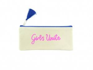 Cosmetic Canvas Bag With Letter Printing And Tassel