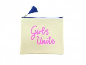 Cosmetic Canvas Bag With Letter Printing And Tassel