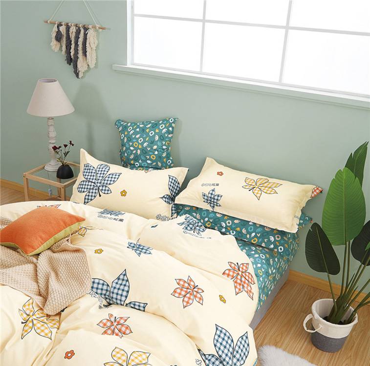 High quality 100% cotton 5pcs comforter set Queen blue customized printing bedding set