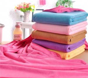 Solid Color Microfiber Towel Multi-function Soft Large Beach Manufactures of Bath Towel With Elastic