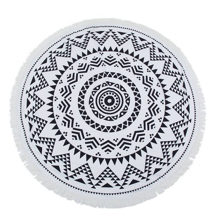 High Quality 100% Microfiber 150cm Large flower Round Beach Towel for Travel