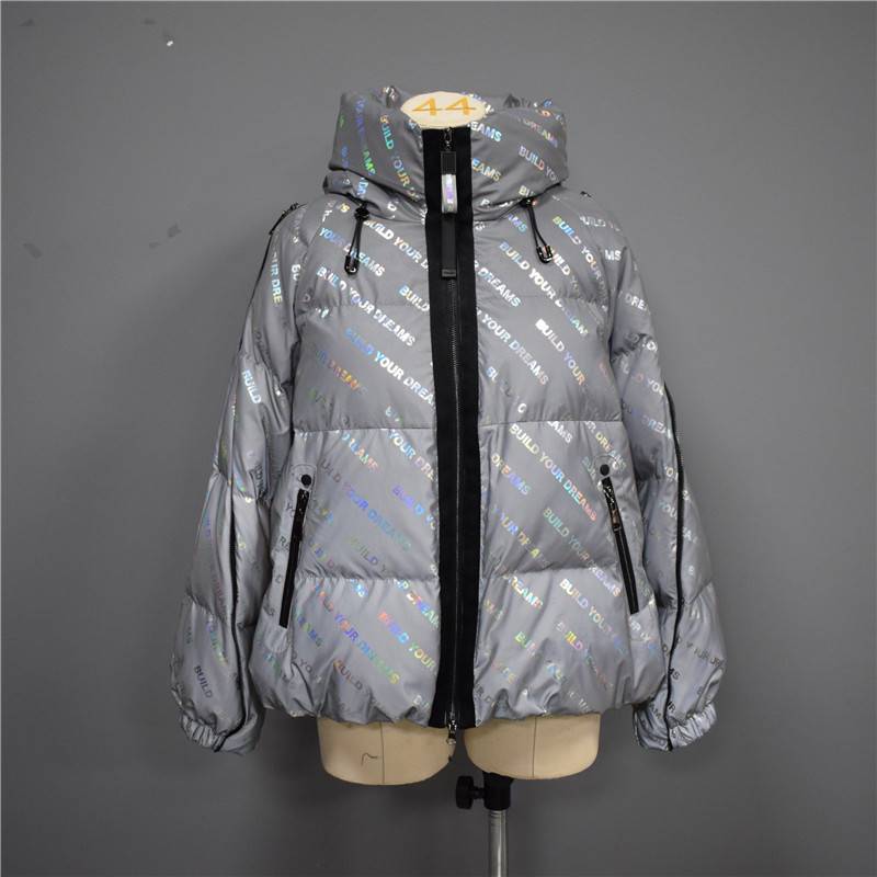 Autumn/winter new style women’s bright face letter short hooded down jacket, cotton jacket 113