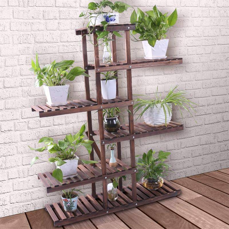 Factory wholesale Garden Plant Stand - Pine Wood Plant Stand Indoor Outdoor Multi Layer Flower Shelf Rack Holder in Garden Balcony Patio Living room – AJ UNION
