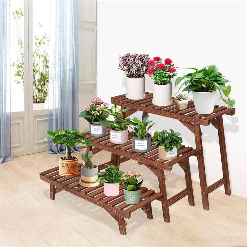 Wholesale 3 Tier Wooden Plant Stand - Pine Wooden Plant Stand Indoor Outdoor Multi Layer Flower Shelf Rack Holder stand in Garden Balcony Patio Living room – AJ UNION detail pictures