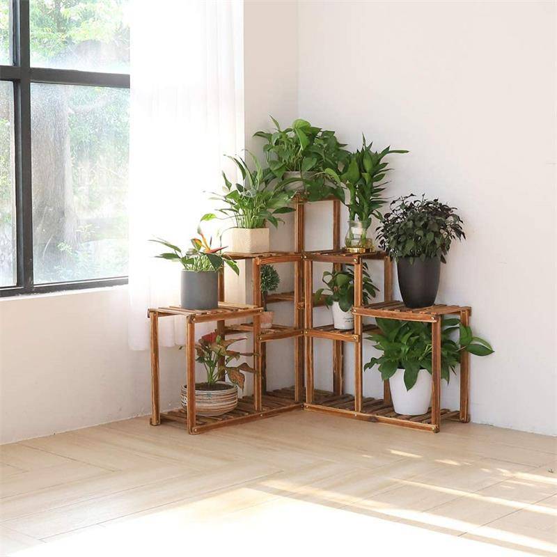 Top Quality Wooden Plant Pot Stand - Pine Wooden corner display 10 tiered Plant Stand Indoor Outdoor Multi Layer Flower Shelf shelves Rack Holder in Garden Balcony – AJ UNION