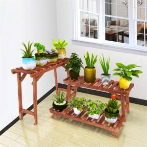 Pine Wooden Plant Stand Indoor Outdoor Multi Layer Flower Shelf Rack Holder stand in Garden Balcony Patio Living room