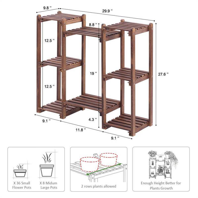 Europe style for Wholesale Plant Stands - Pine Wooden Plant Stand Indoor Outdoor Multi Layer Flower Shelf Rack Holder in Garden  giardino scaffale piante – AJ UNION detail pictures