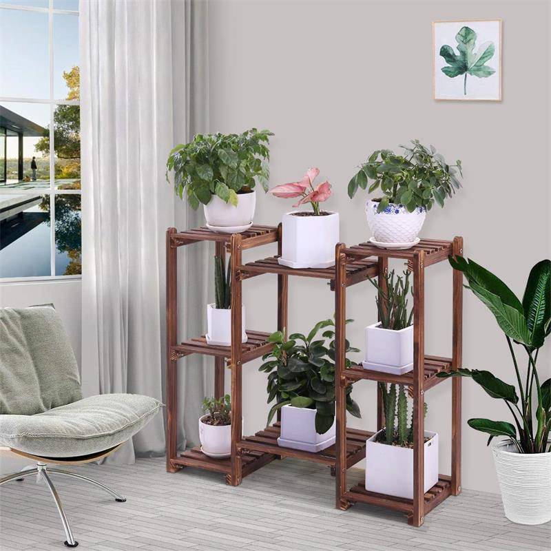 Europe style for Wholesale Plant Stands - Pine Wooden Plant Stand Indoor Outdoor Multi Layer Flower Shelf Rack Holder in Garden  giardino scaffale piante – AJ UNION detail pictures