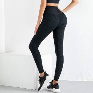 Custom Fashion Ladies High Waist Jacquard Print Tights Sport Workout Yoga Fitness Leggings