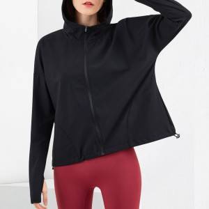 Breathable Running Sports Wear for Ladies Yoga Hoodies Jackets with Full Zip