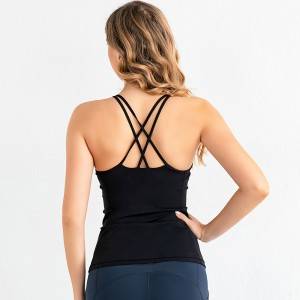Nylon Spandex Elastic Womens Gym Fitness Workout Tank Tops Breathable Yoga Top