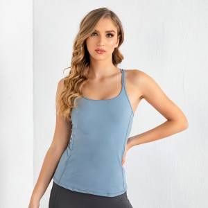 Nylon Spandex Elastic Womens Gym Fitness Workout Tank Tops Breathable Yoga Top