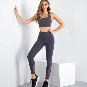 Oem Manufacturer Custom Made Gym Wear Womens Mesh Yoga Pants Leggings Sets
