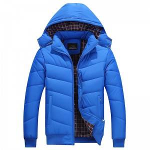 Filled Cotton Padding Jacket Men Custom Puffy Hood Zip Winter Quilted Coat