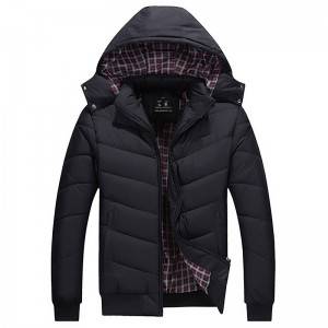 Filled Cotton Padding Jacket Men Custom Puffy Hood Zip Winter Quilted Coat