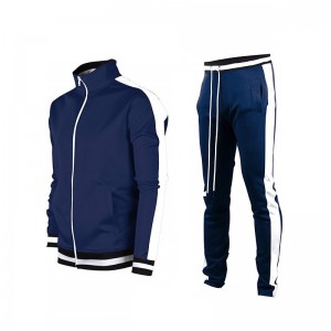 Sports wear custom men’s zip jackets jogger running sets fleece tracksuit