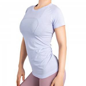 OEM fitness gym sports tshirt custom logo quick dry yoga seamless t shirt