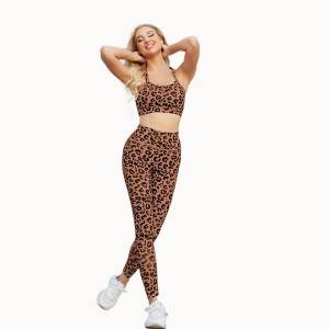 OEM Women yoga top bra sports wear set leopard Yoga gym womens leggings sets