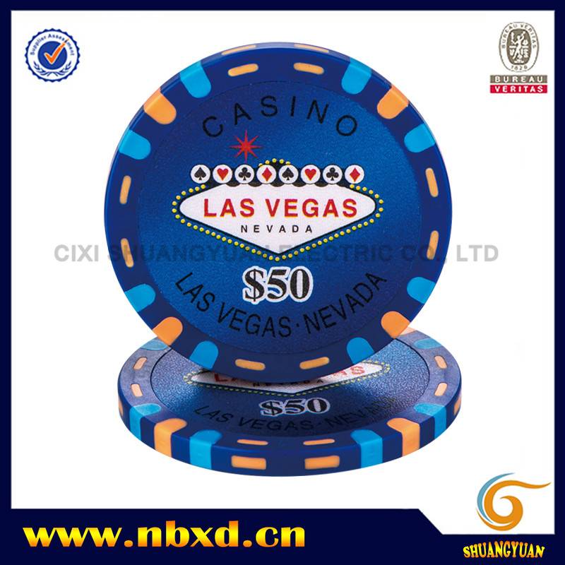 SY-E38 14g 4-Tone Customized Clay Poker Chip With Sticker Inlay