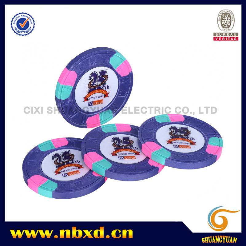 SY-C07 9.5g Pure Clay M Poker Chip With Custom Sticker