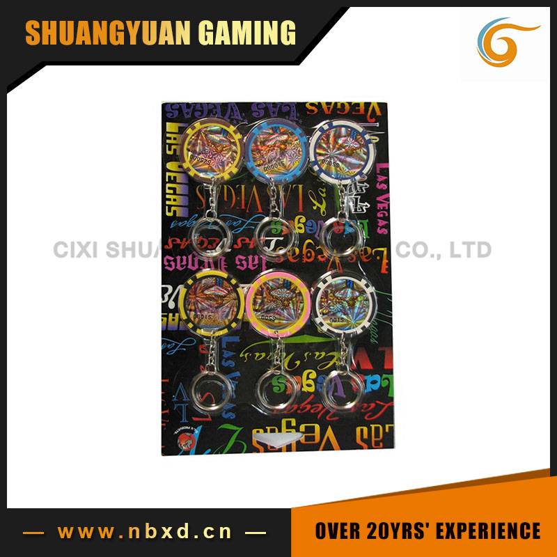 SY-S02 6pcs Poker Chip Keychain Set With Blister Card Featured Image