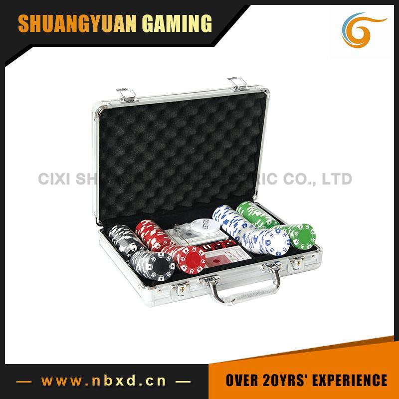 SY-S55 200pcs Poker Chip Set With Aluminum Case, 11.5g 2-Tone M Suited Poker Chip