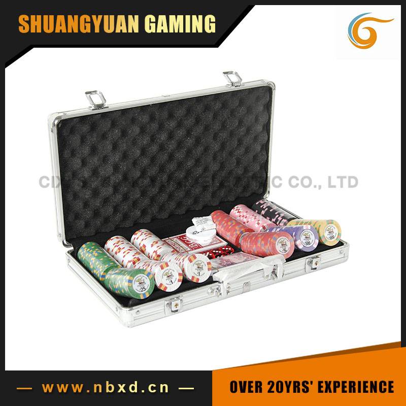 SY-S59 300 pcs Poker Chip Set With Aluminum Case, 9.5g 3-Tone Pure Clay Poker Chip