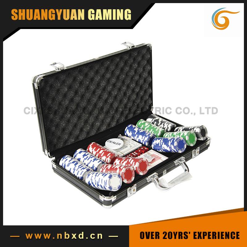 SY-S66 300pcs Poker Chip Set With Aluminum Case, 11.5g Holdem Suited Poker Chip