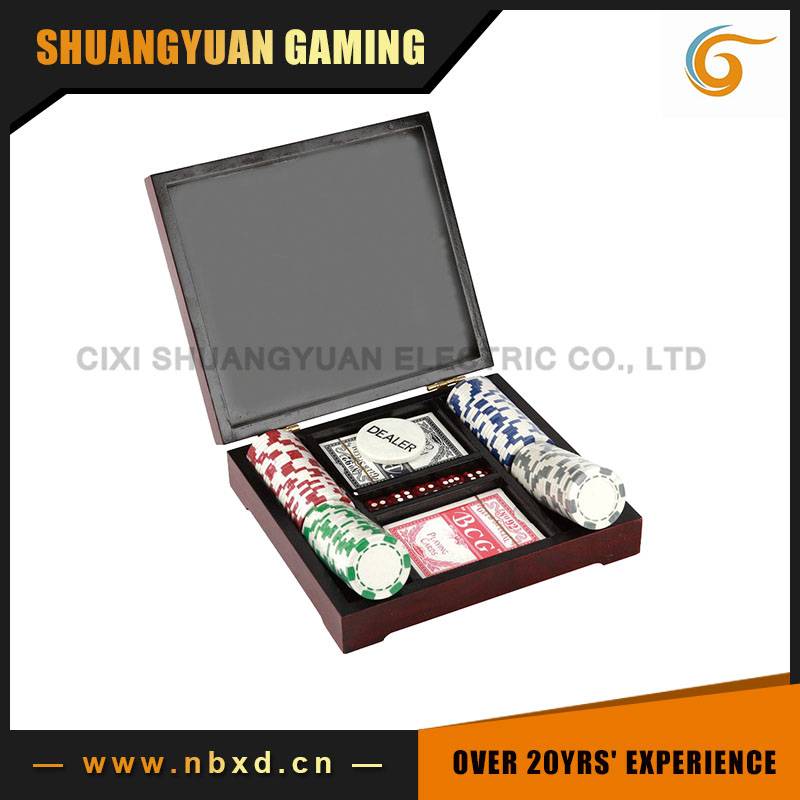 SY-S70 100pcs Poker Chip Set With Wooden Case, 11.5g 6-Spot Printable Poker Chip