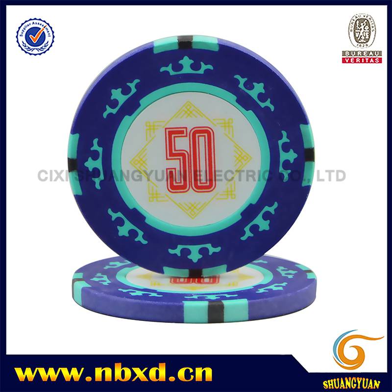 SY-E40B 14g Clay 3-Tone Casino Poker Chip With Custom Sticker Inlay