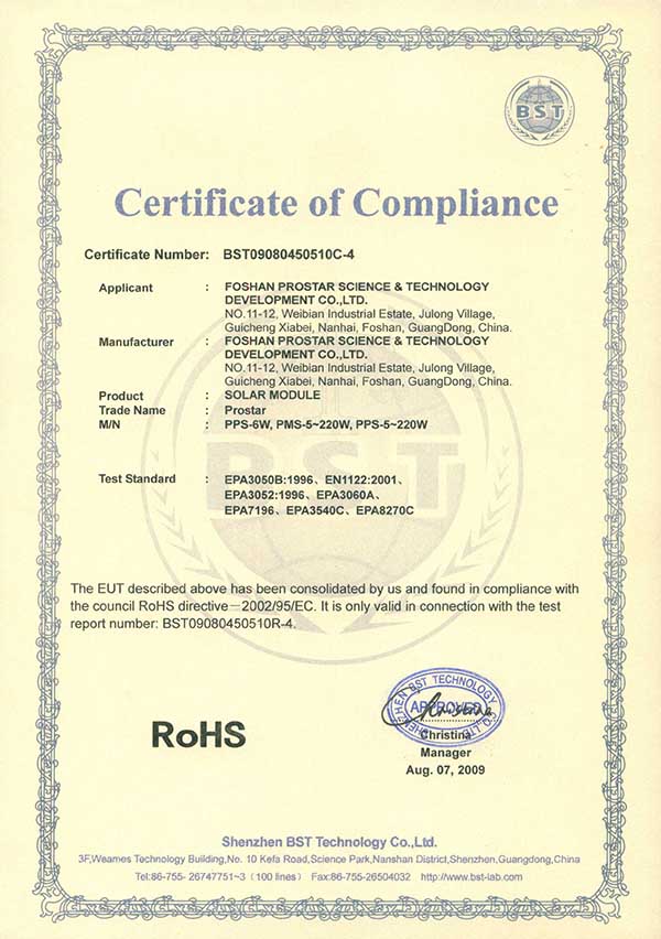 (7) ROHS Certificate