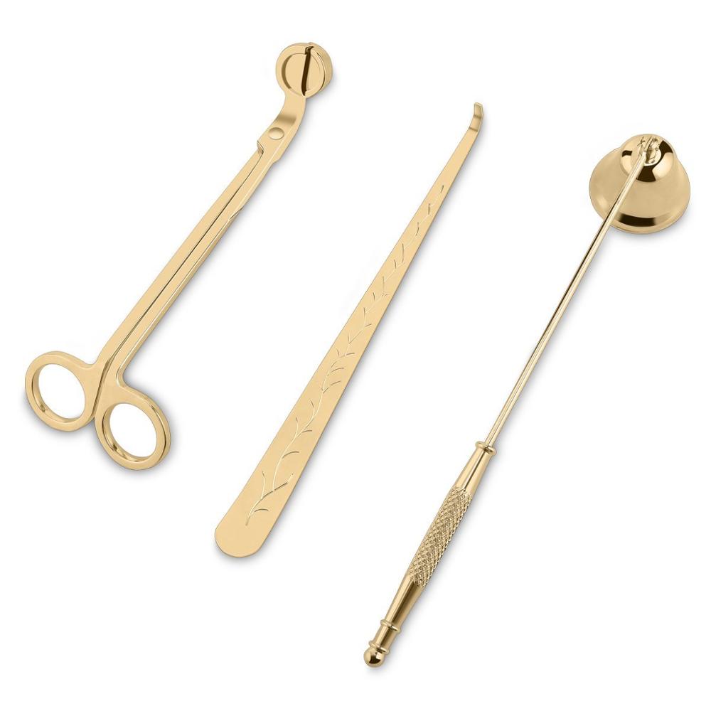 3 in 1 Luxury Golden Stainless Steel Candle Wick Trimmer / Wick Snuffer / Wick Dipper Set