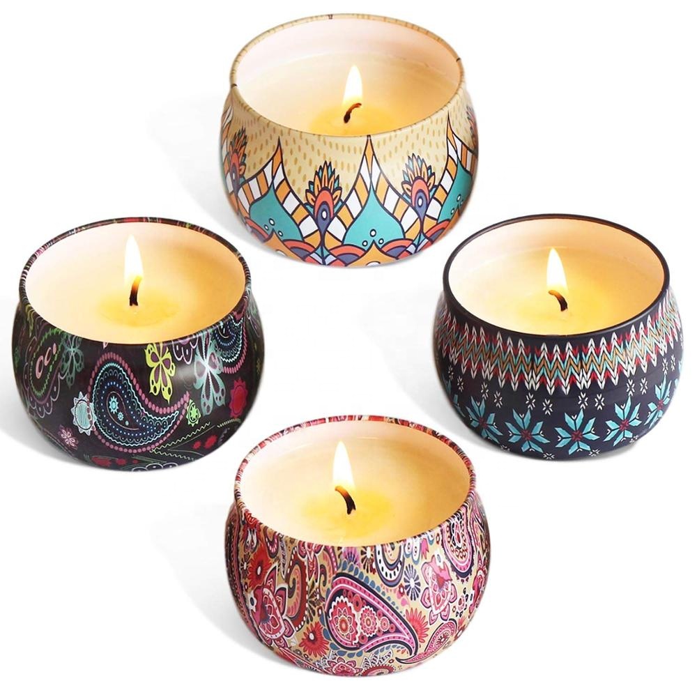 Trending Products Cheap Price High Quality Palm Wax Pillar Candle – Hot Selling Traditional Design Outdoor Custom Soy Wax Scented Tin Candle Gift Jar Candle set – Quanqi