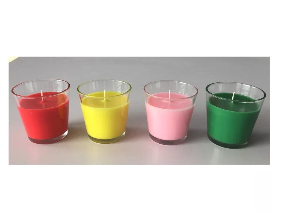 Wholesale Cheap Multi-Color Scented Soy Wax Candle In Clear Glass Jar