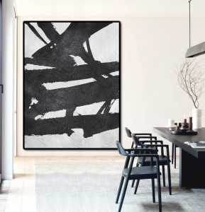 Extra large black and white art acrylic oil painting on canvas RG2060 White&Black