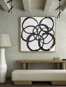 Minimal Circles Modern Abstract Wall Art Hanging Picture RG2113 White&Black