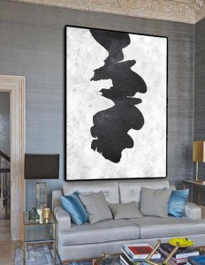 Hand Painted Abstract Black and White Modern Wall Painting RG2118 White&Black