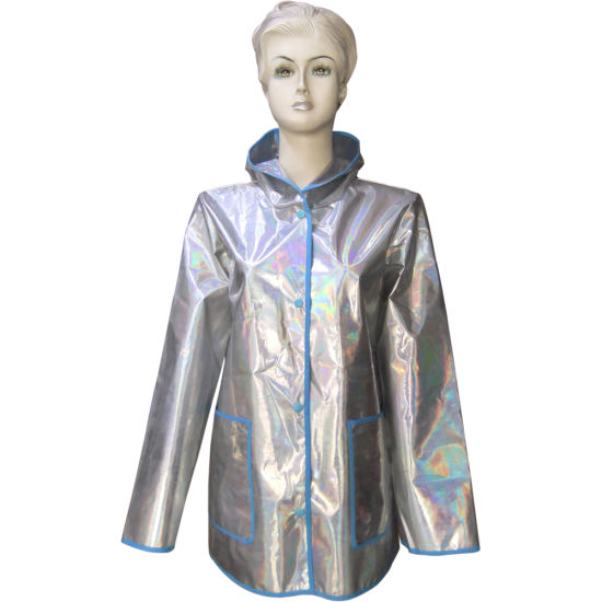 Women Popular TPU Rain Jacket with Breathable and Water Resistant