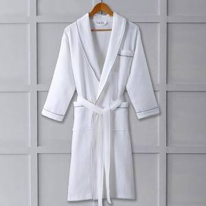 High quality customization 100% cotton luxury hotel waffle unisex bathrobe
