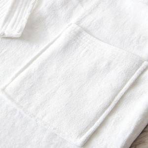 100% Cotton  Hotel Unisex White Velour Custom Logo Men Women  Bath Robe