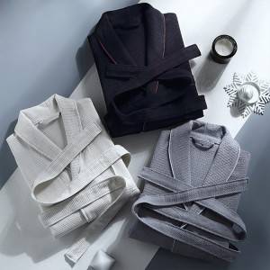 High quality customization 100% cotton luxury hotel waffle unisex bathrobe