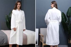 Good Quality Mens Robe - 100% Cotton  Hotel Unisex White Velour Custom Logo Men Women  Bath Robe – Sky Textile