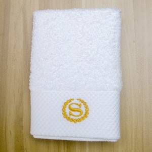customize white embroidery platinum sation hotel Cheap 100% Cotton Towels