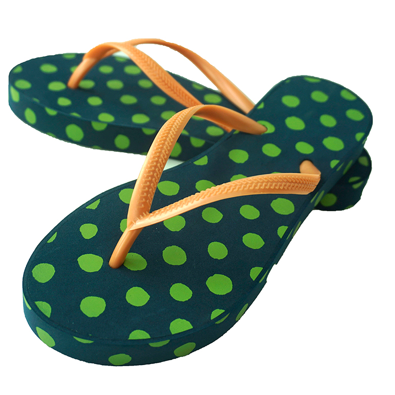 China supplier wholesale summer polka dot anti slip cheap light beach flip flop eva printed slipper